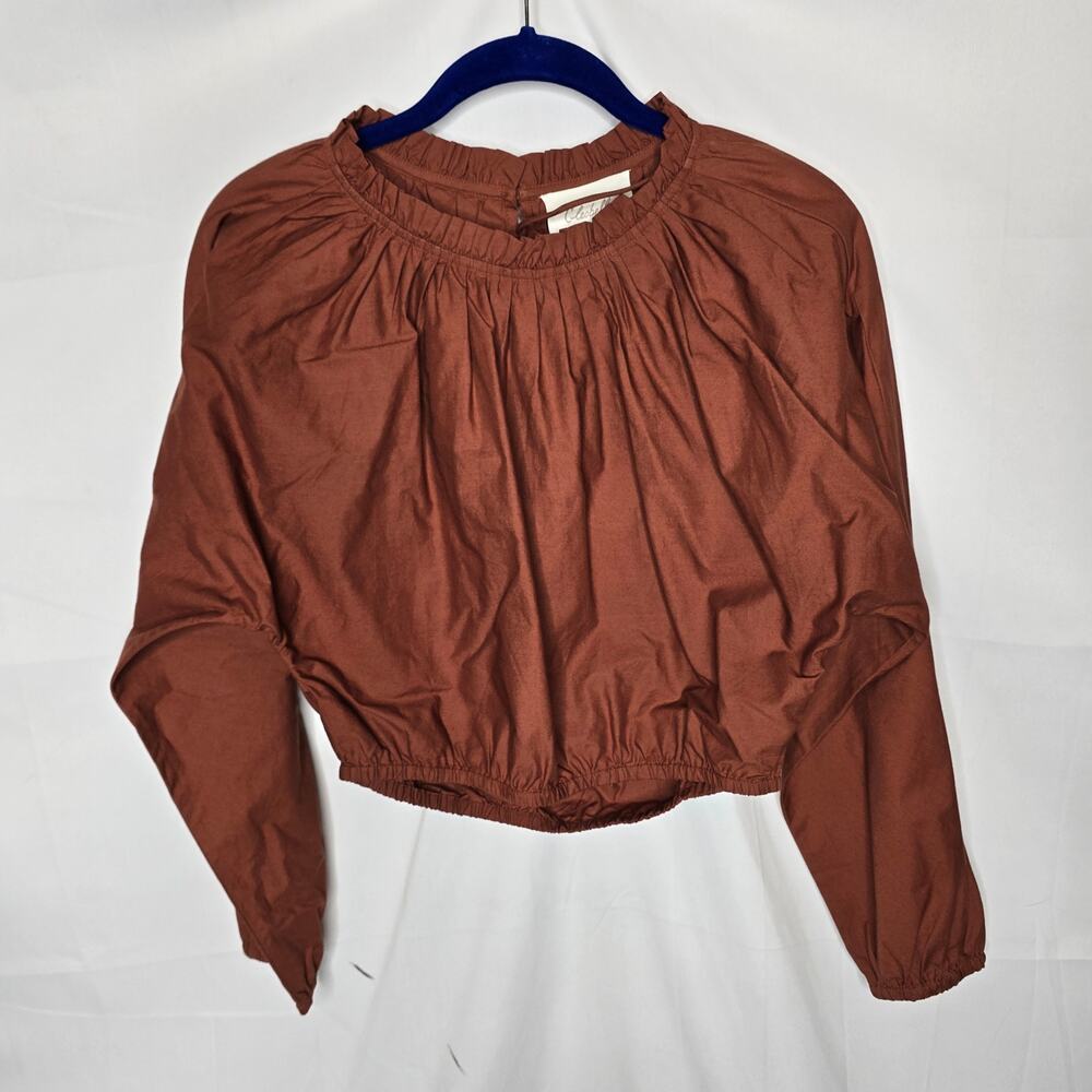 Cleobella Rust Cinnamon Brown Boho Tassel Tie Back Crop Top Size Small NWT